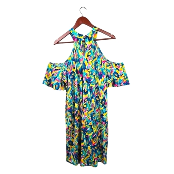 SEW IN LOVE Perfect Paradise‎ Printed Tropical Dress Multi-colored Womens Sz L - Picture 7 of 11